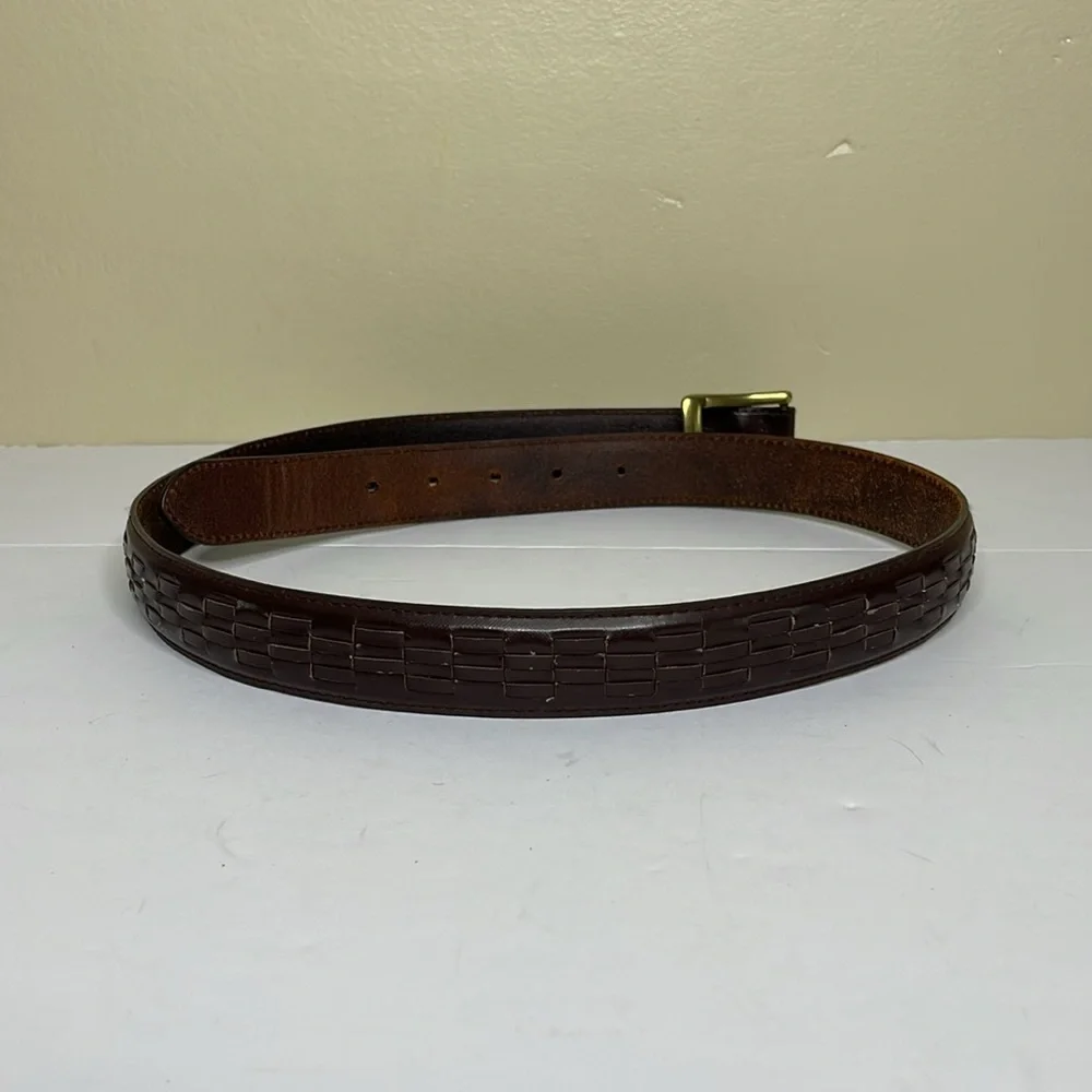 Men’s Leather Belt Brown Professional Brass Buckle 34/36
